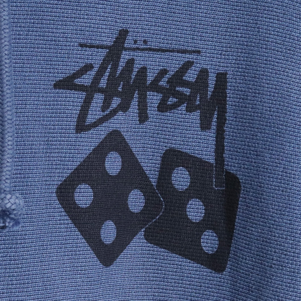 STUSSY 25SS Dice Pigment Dyed Hoodie Blue Size S
