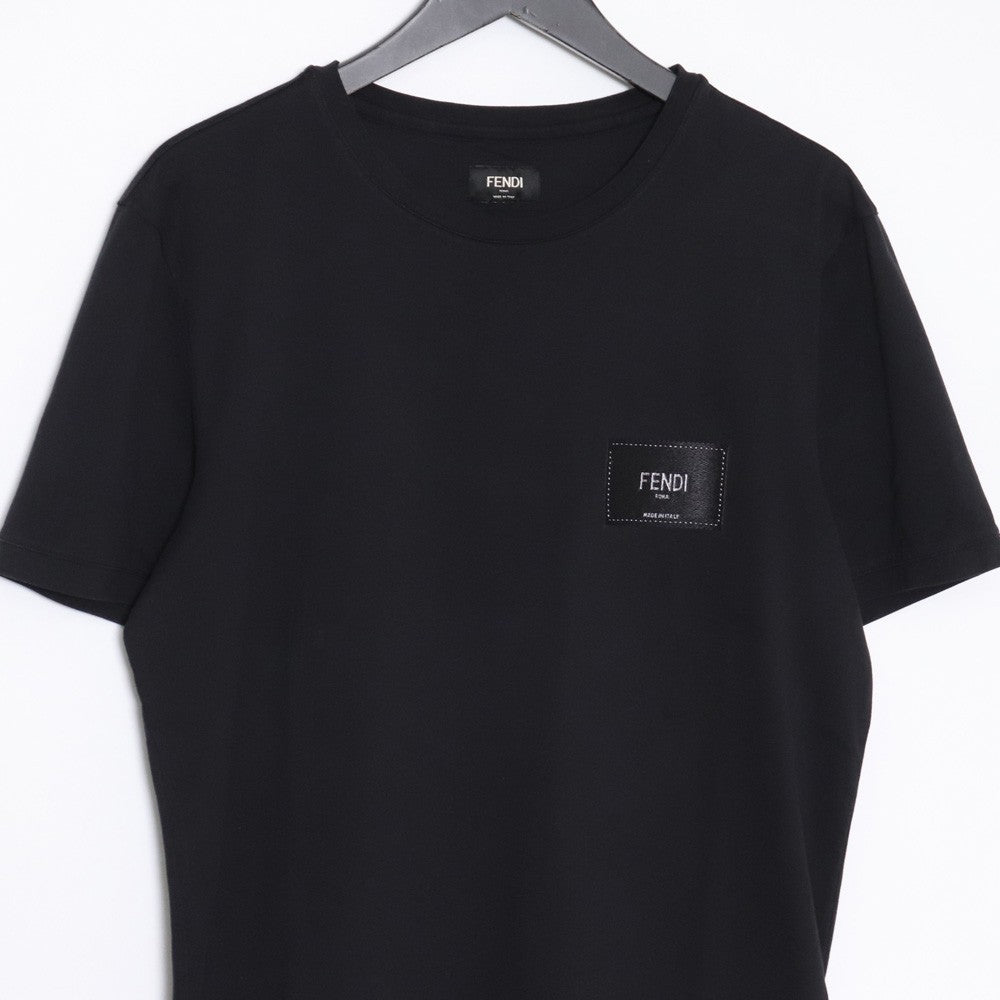 FENDI Logo Label Cotton T-Shirt Black Size L