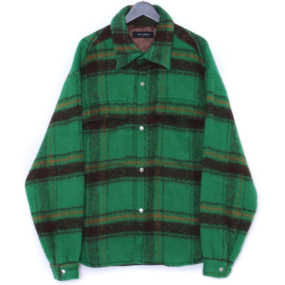 MLVINCE Oversized Check Shirt Jacket Green Size L