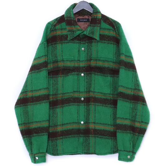 MLVINCE Oversized Check Shirt Jacket Green Size L