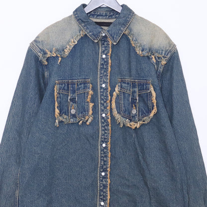 JUN NAKAYAMA 24AW Fringe Indigo Denim Shirt Size 48