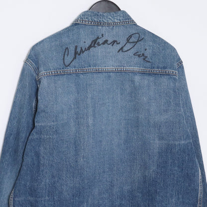 DIOR Classic-Fit Embroidered Denim Shirt Blue Size 40