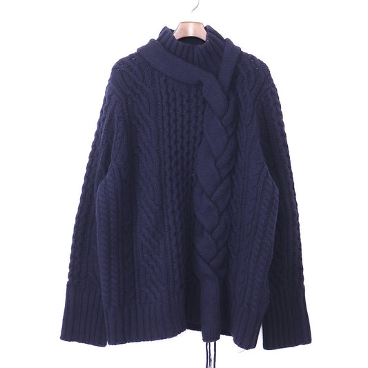 SACAI Low Gauge Wool Knit Navy Size 4