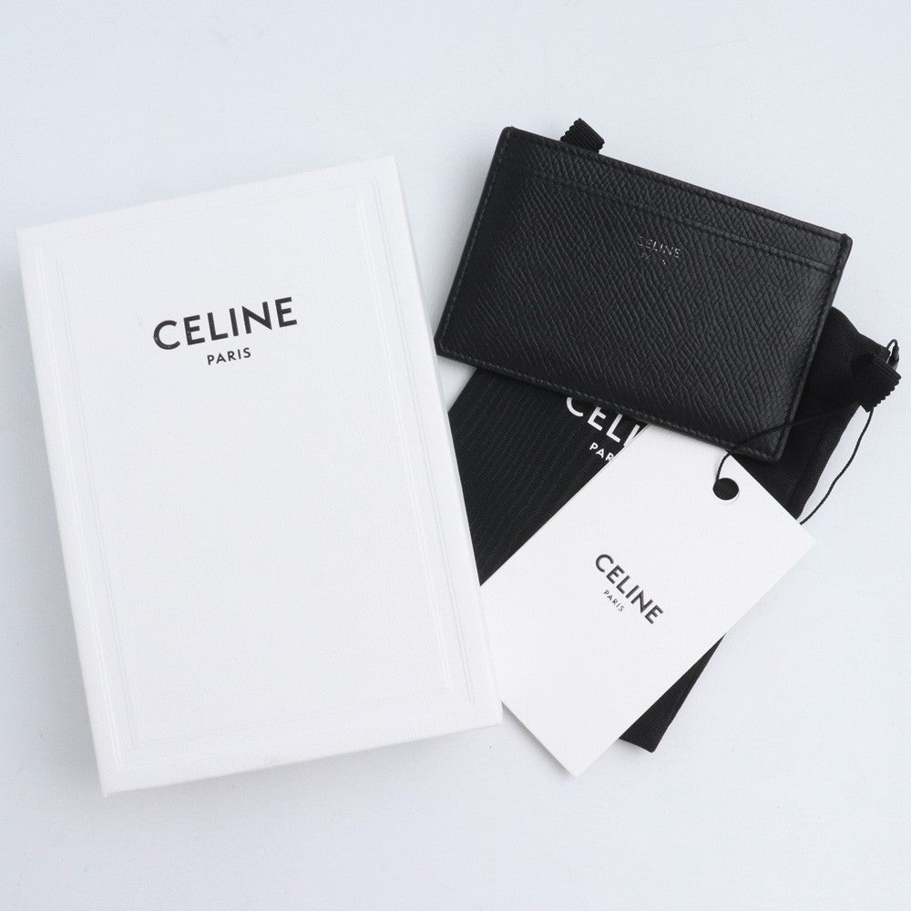 CELINE Grained Calfskin Card Holder Black Wallet Size F