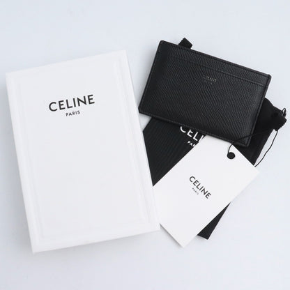 CELINE Grained Calfskin Card Holder Black Wallet Size F
