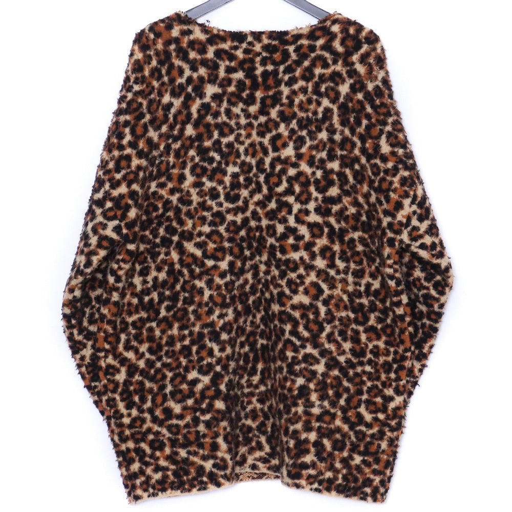 BALENCIAGA Leopard Print V-Neck Sweater Beige Size XS