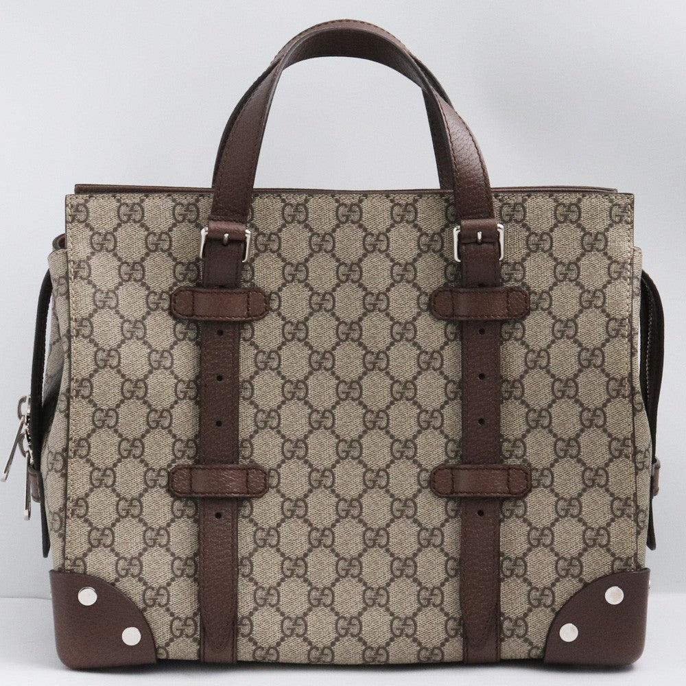 GUCCI GG Supreme Leather Tote Bag Beige Brown Size F
