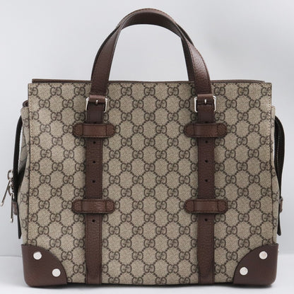 GUCCI GG Supreme Leather Tote Bag Beige Brown Size F