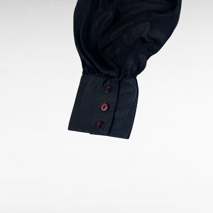 Flair Open Collar Long Sleeve Shirt Black Size L