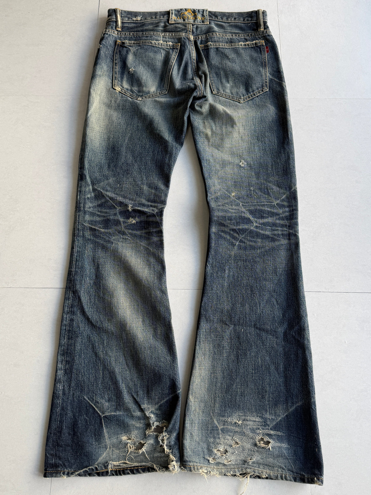 BACK BONE Worn Indigo Flared Jeans