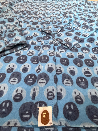 BAPE Long Sleeve Cotton Shirt Blue Size L