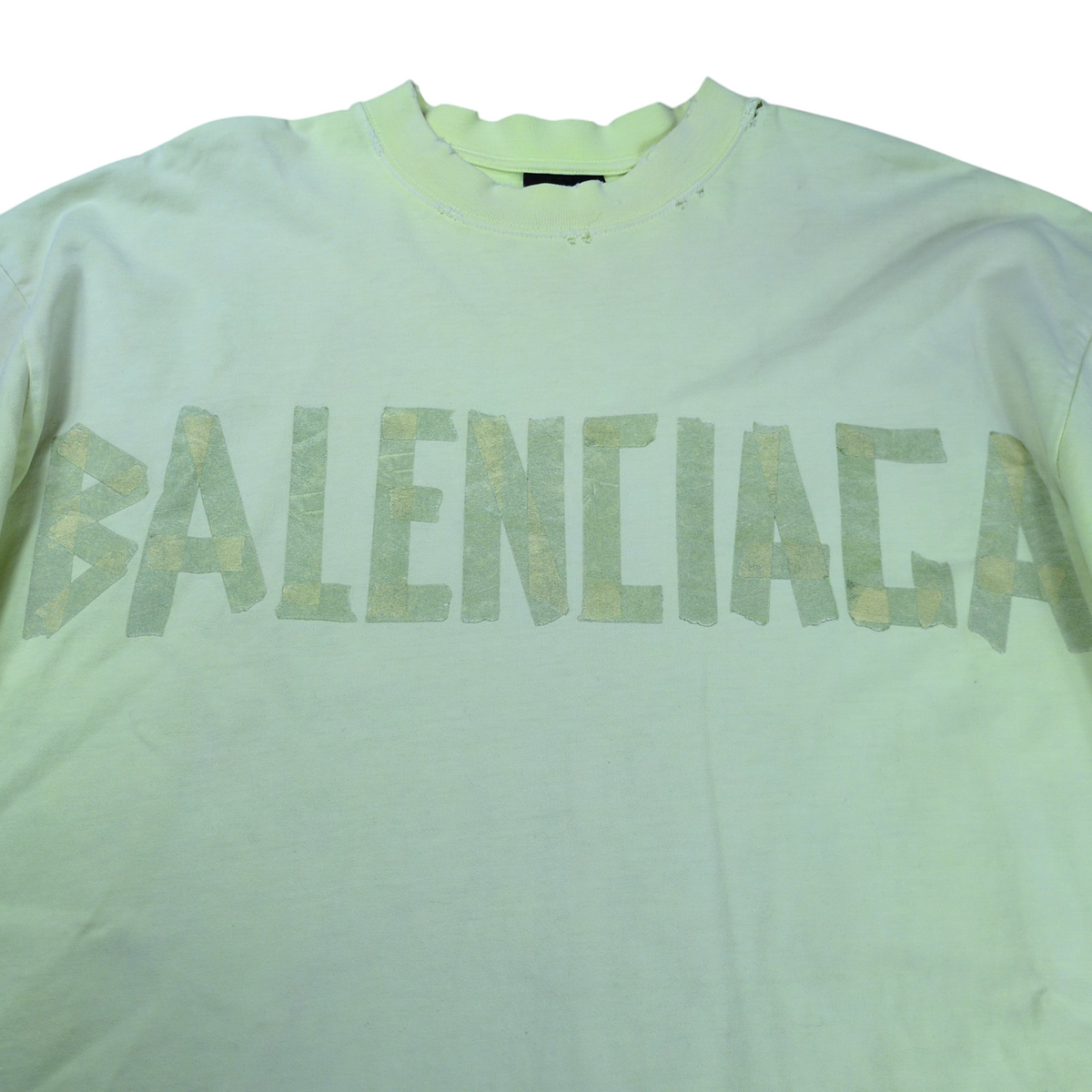 BALENCIAGA Tape Logo Crushed T-Shirt Yellow Size XS