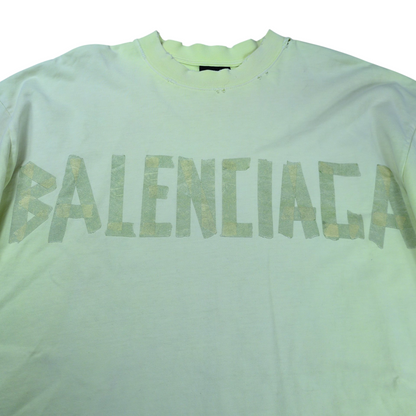 BALENCIAGA Tape Logo Crushed T-Shirt Yellow Size XS