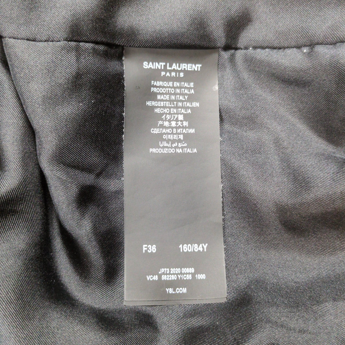 SAINT LAURENT Black Souvenir Bomber Jacket Size 36