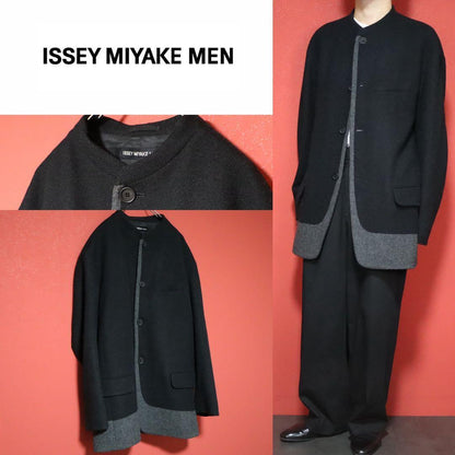 ISSEY MIYAKE MEN 11AW Bicolor Mao Collar Jacket Size 5