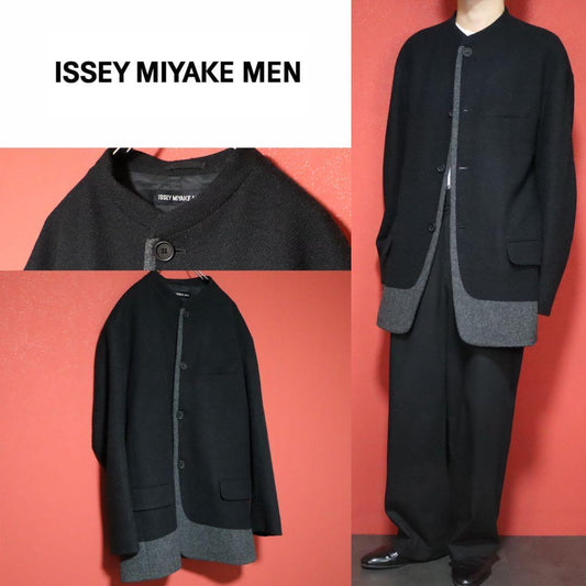 ISSEY MIYAKE MEN 11AW Bicolor Mao Collar Jacket Size 5