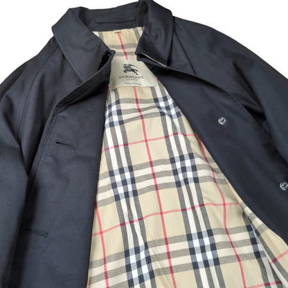 BURBERRY LONDON Black Burberry Check Balmacaan Coat