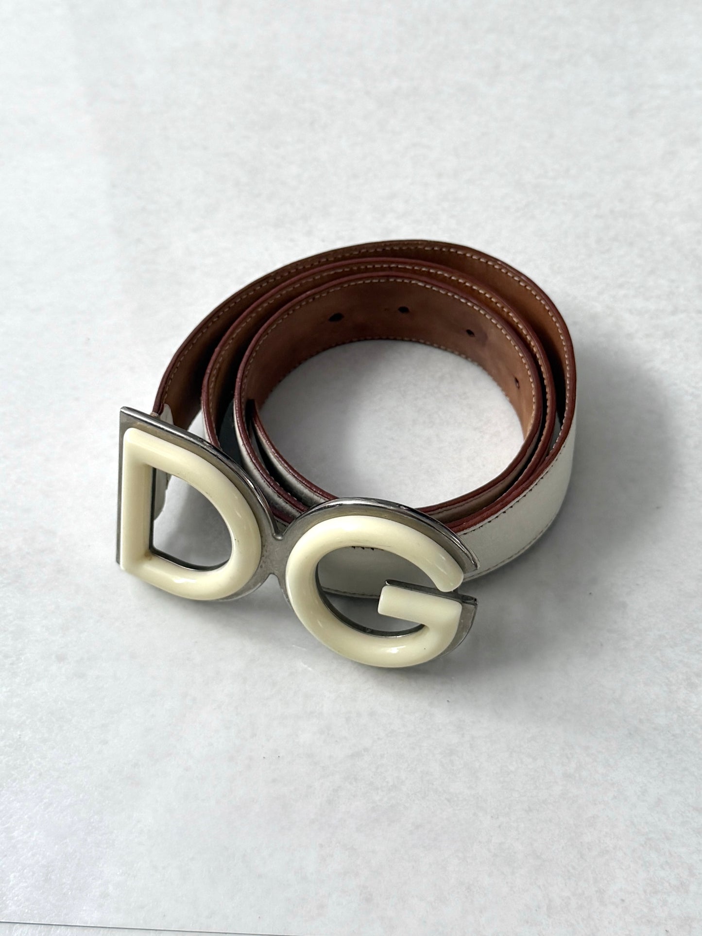 Dolce & Gabbana White Logo Belt