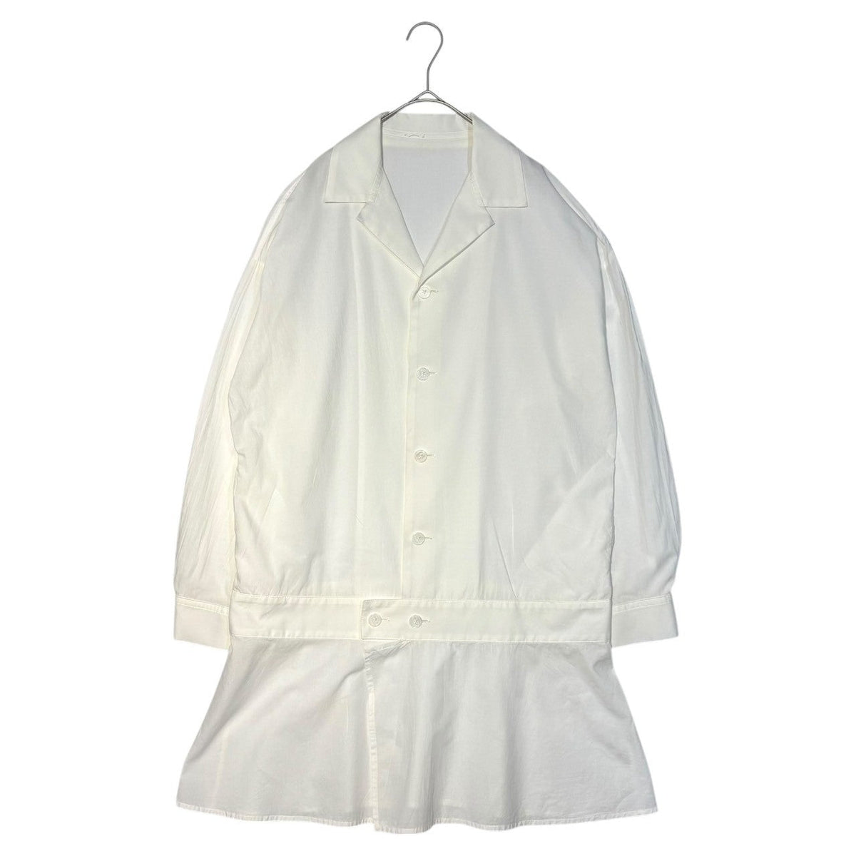 Y's Oversized Open Collar Shirt Dress White Size 1