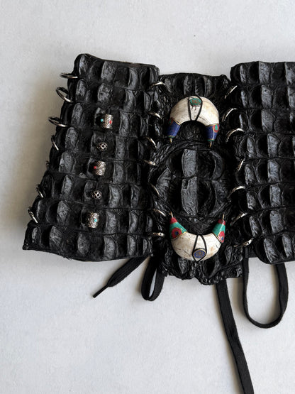 1vfudie Indian Crocodile Leather Corset Size FREE