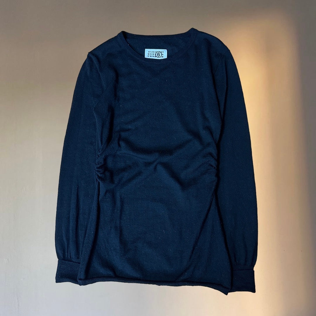 MM6 07AW Black Wool Cashmere Gather Knit Sweater