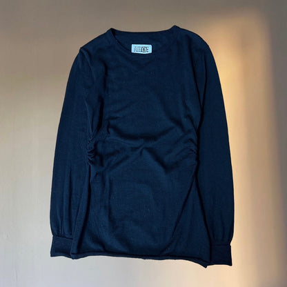 MM6 07AW Black Wool Cashmere Gather Knit Sweater
