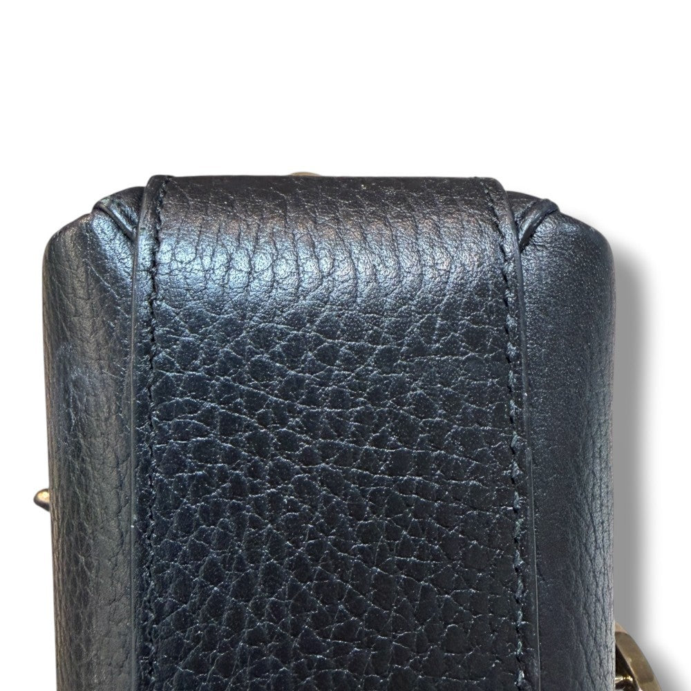 GUCCI Interlocking Chain Leather Shoulder Bag Black Size F