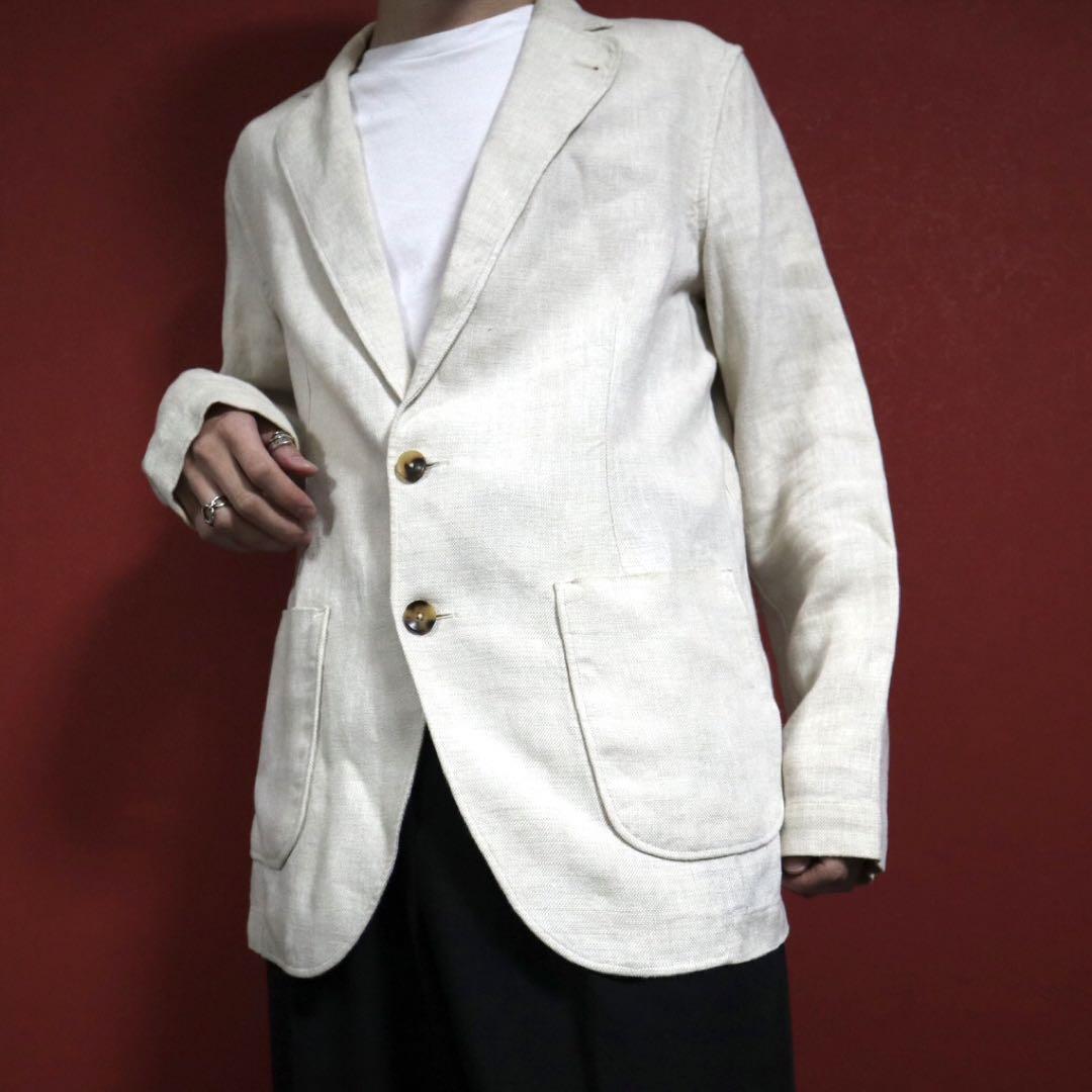 Lardini Off-White Linen Oversized Tailored Jacket Size S