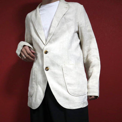 Lardini Off-White Linen Oversized Tailored Jacket Size S
