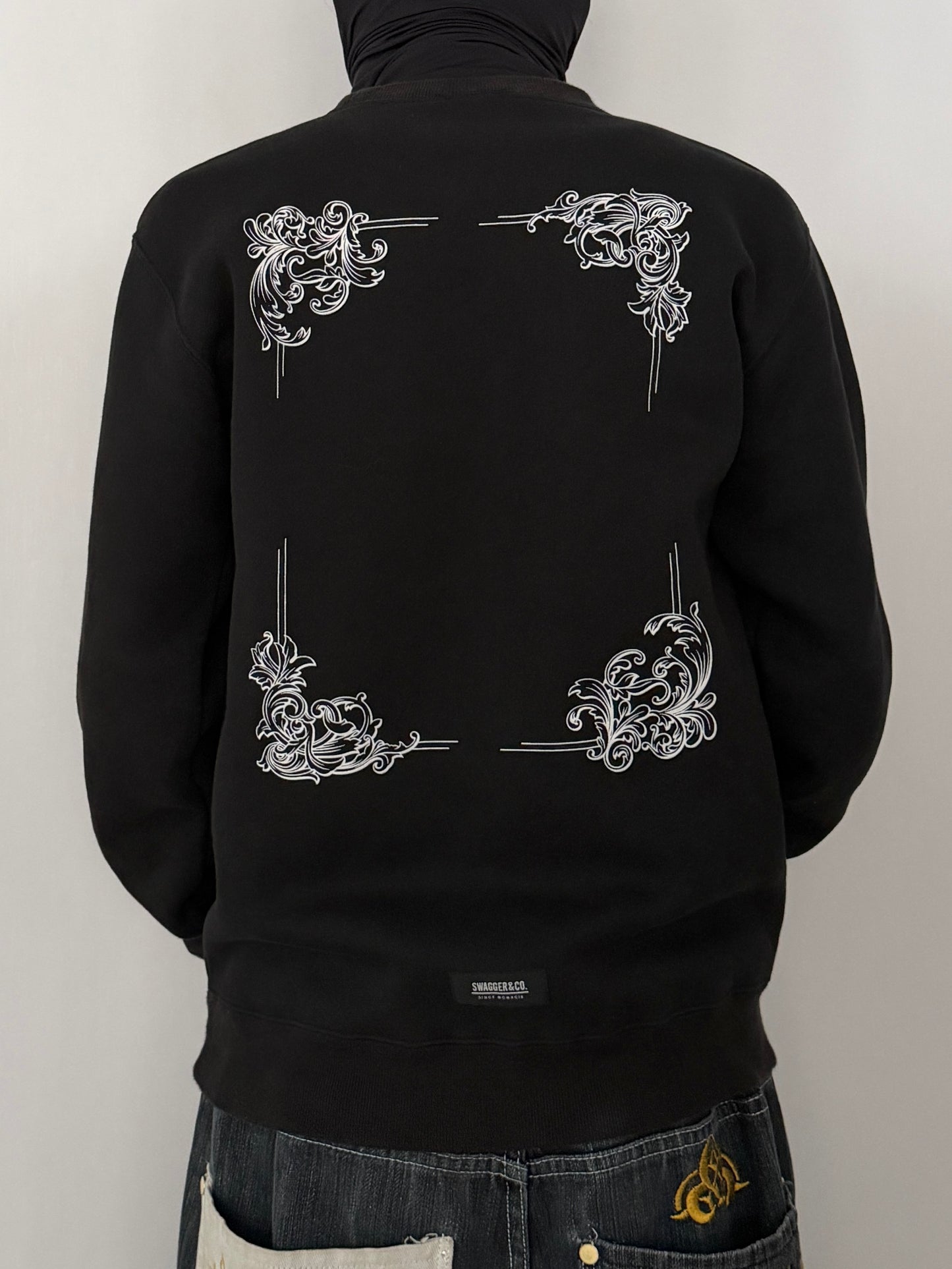 Swagger Black Cotton Sweatshirt Size M