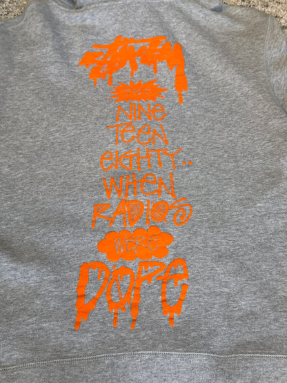Stussy Nineteen Eighty Gray Zip Up Hoodie Size M