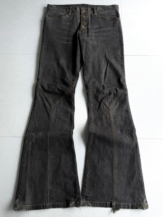 TORNADO MART Panel Seam Black Flare Jeans Size L