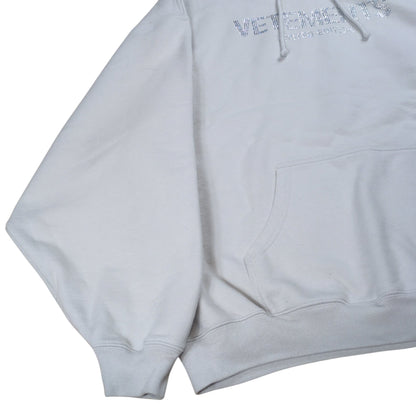 VETEMENTS 23AW Crystals Logo Oversized Hoodie Gray Size S