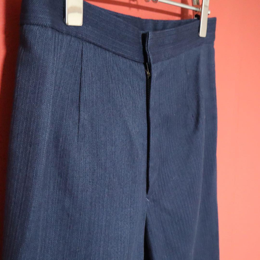 Yohji Yamamoto Striped Pleated Wide Straight Denim Size 2