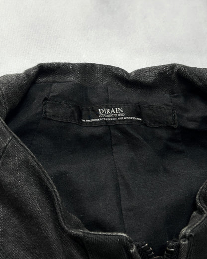 Dirain 2010s Cross Tape Zip Jacket Cotton Blend Black Size 1
