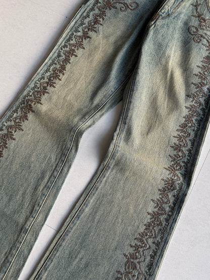 MORGAN Embroidered Flared Denim Size S