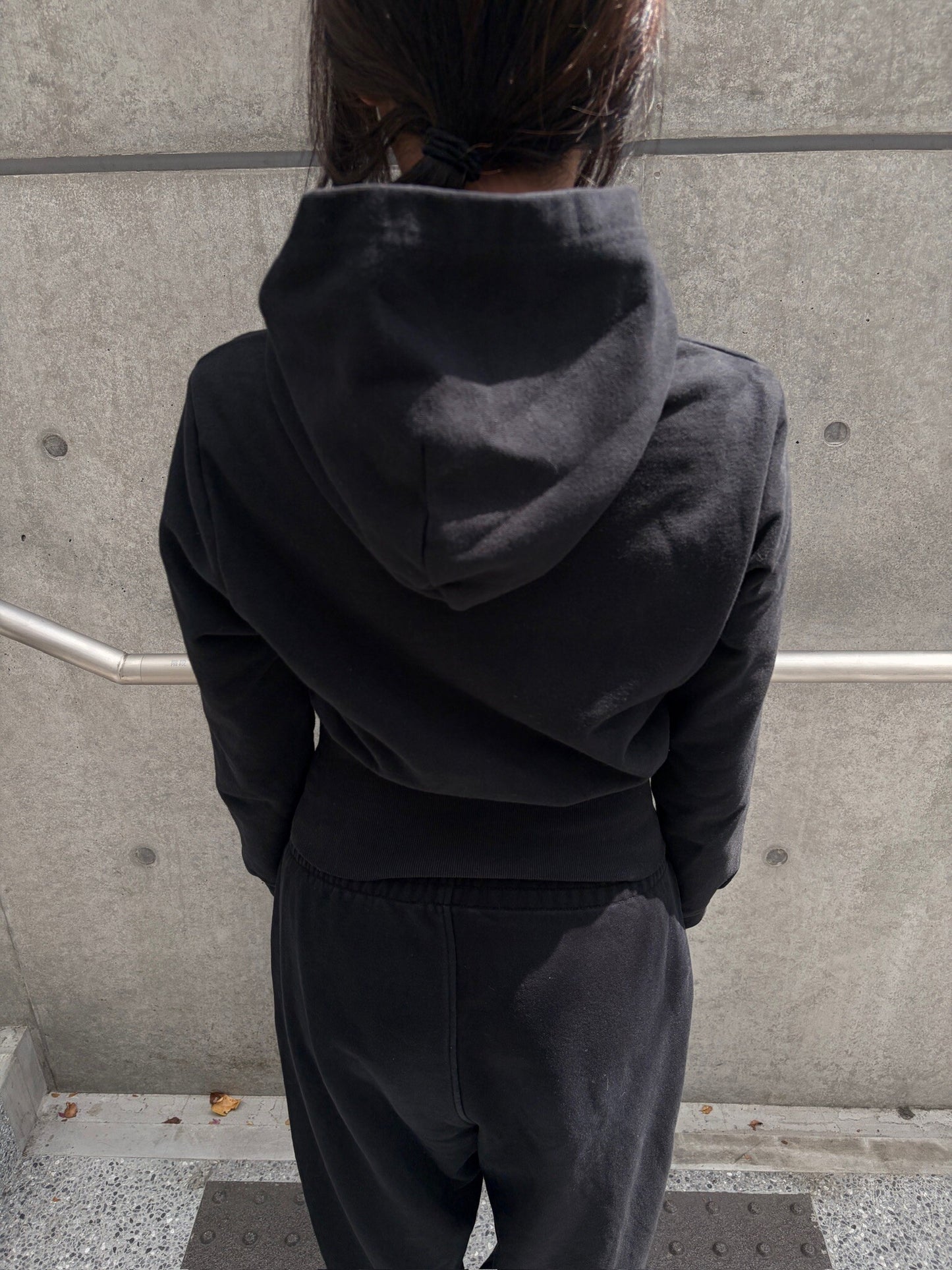 BALENCIAGA 2020s Cotton Cropped Hoodie Black Size XS