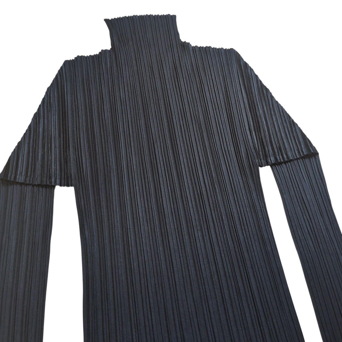 PLEATS PLEASE ISSEY MIYAKE Black High Neck Long Sleeve Shirt Size 3