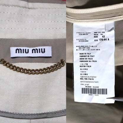 Miu Miu Beige Reconstructed A-Line Frilled Trench Size 42