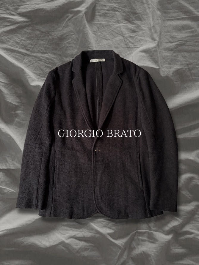 GIORGIO BRATO 2010s Artisan Cotton Blazer Black Size 48