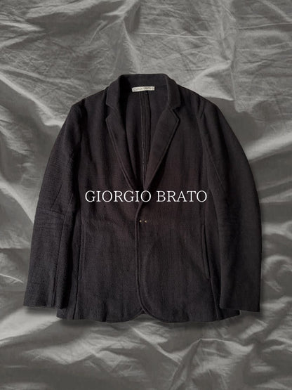 GIORGIO BRATO 2010s Artisan Cotton Blazer Black Size 48