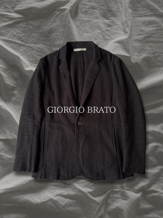 GIORGIO BRATO 2010s Artisan Cotton Blazer Black Size 48