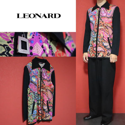 Vintage LEONARD Silk Blend Paisley Panel Knit Jacket Size M