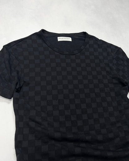 Emporio Armani Black Plaid Stretch Nylon T-Shirt Size L