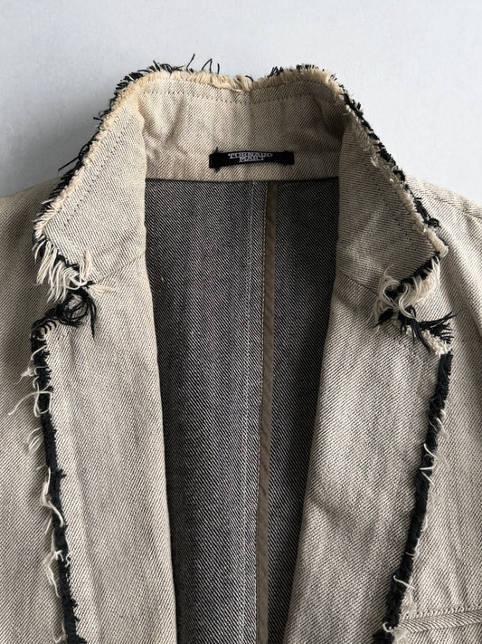 TORNADO MART Raw Edge Distressed Jacket Size L