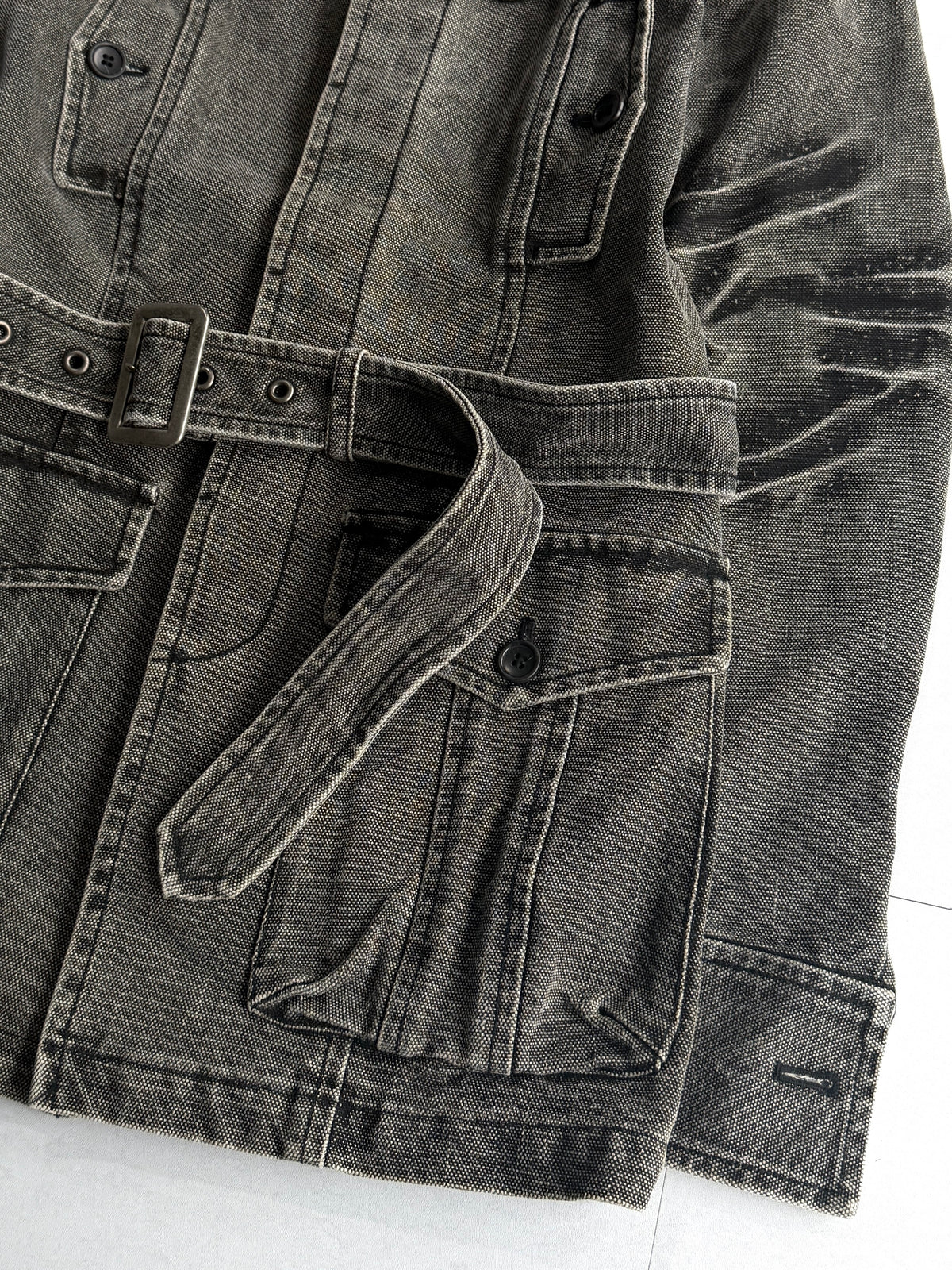 5351 POUR LES HOMMES Washed Belted Denim Jacket Size 3