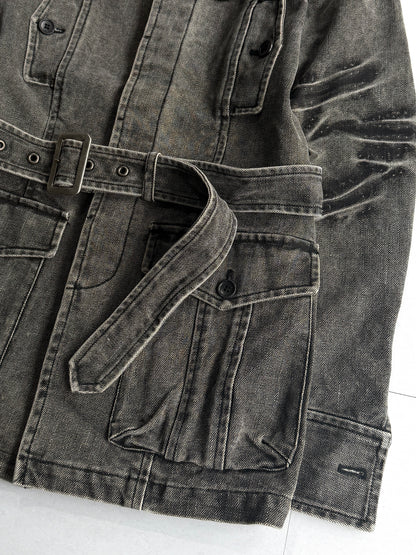 5351 POUR LES HOMMES Washed Belted Denim Jacket Size 3