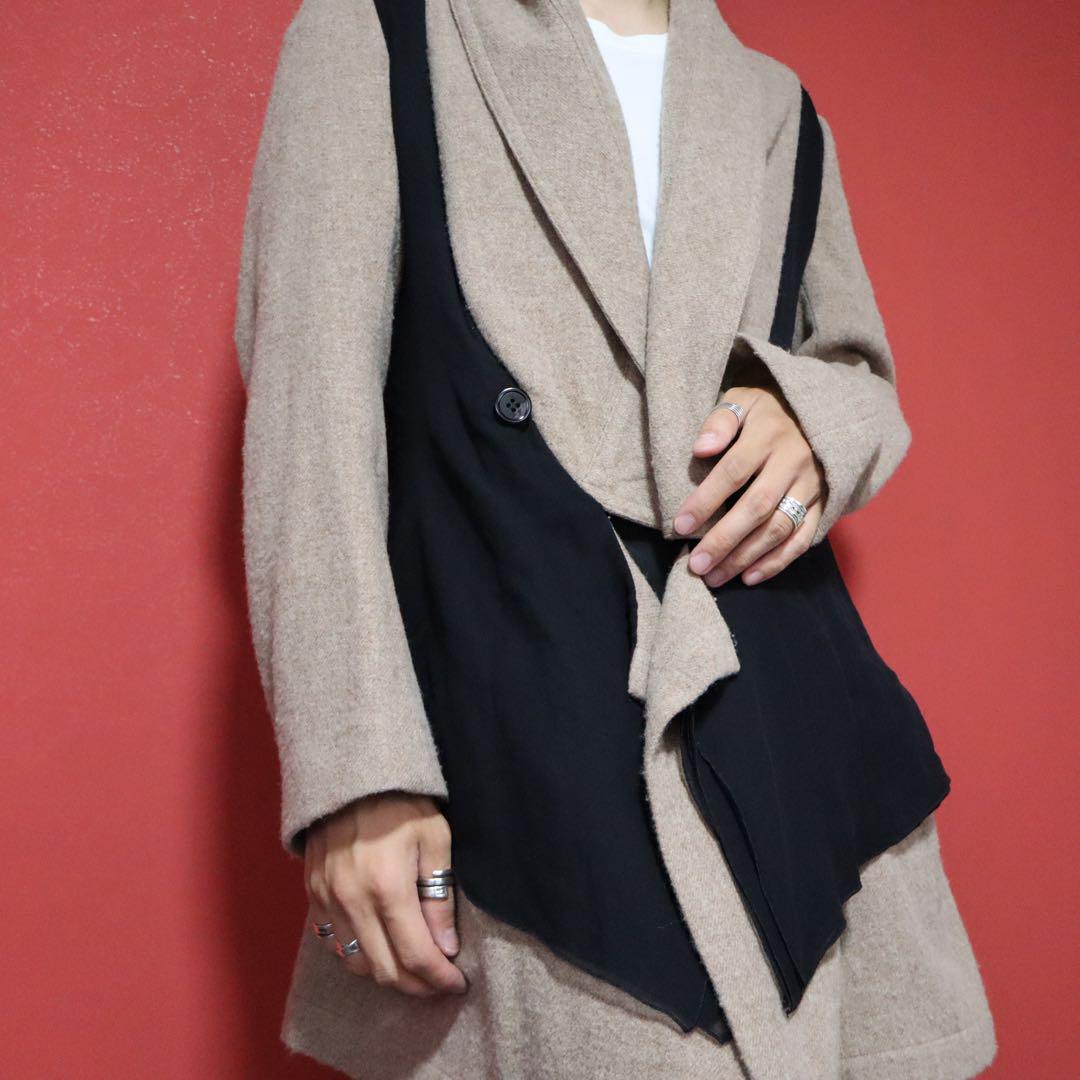 Yohji Yamamoto 05AW Beige Silk Panel Shawl Collar Size 3