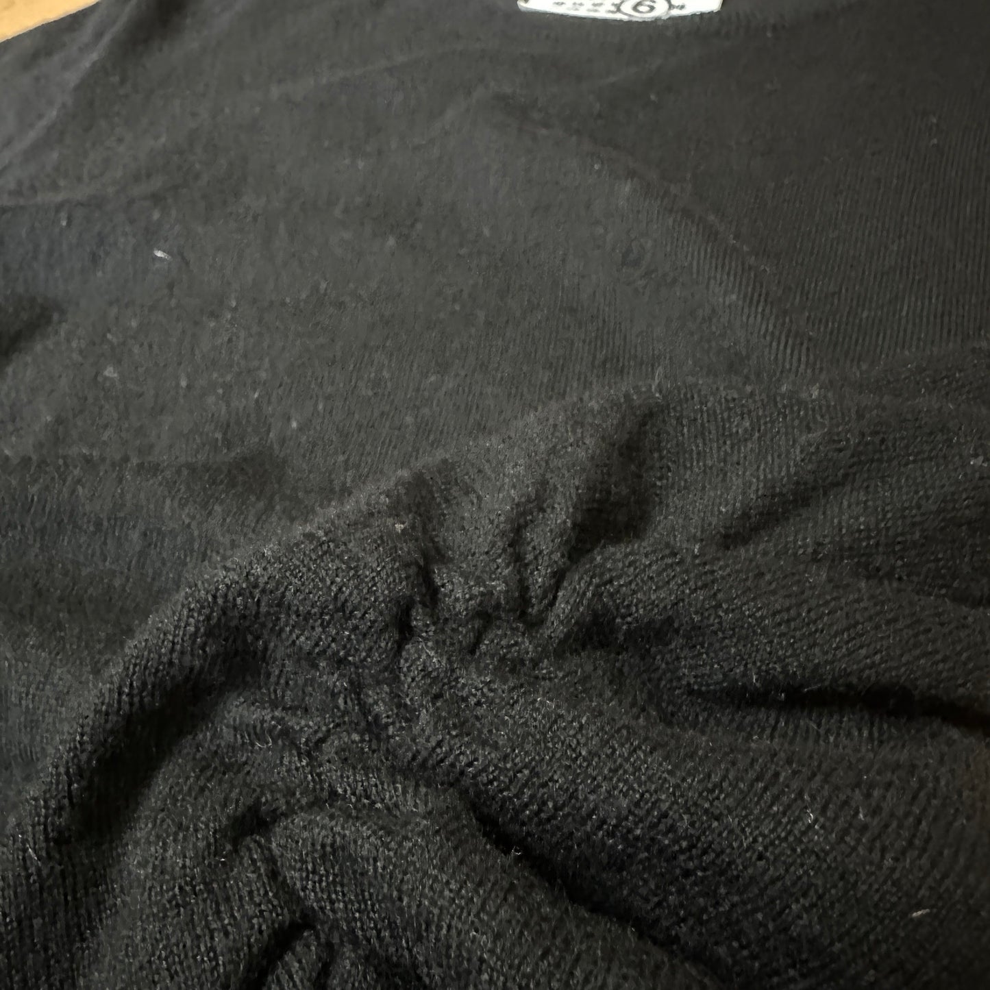 MM6 07AW Black Wool Cashmere Gather Knit Sweater