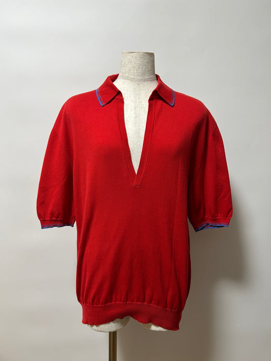 GIANNI VERSACE 1990s Red Cotton Polo Shirt